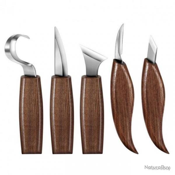 5 OUTILS BUSHCRAFT - MATRIEL COMPLET POUR BUSHCRAFT + SACOCHE TRANSPORT - LIVRAISON GRATUITE