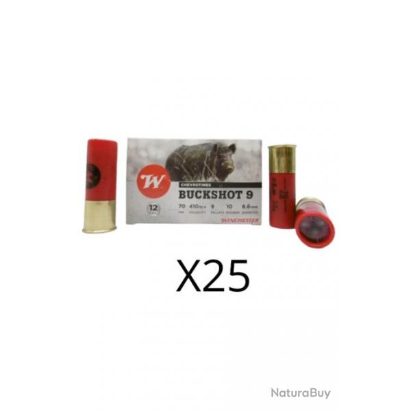 Lot de 25 botes de 10 cartouches Buckshot 12-70 - 33.3g