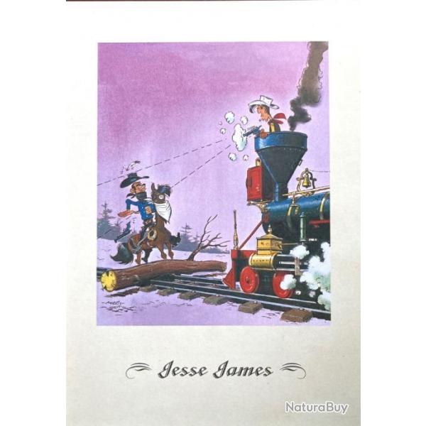 LUCKY LUKE  et Jesse James  WESTERN cow boy de lgende  ex libris de MORRIS locomotive  vapeur RARE