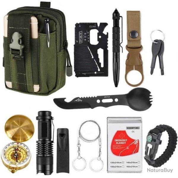 Trousse de Survie 12 en 1 VERT