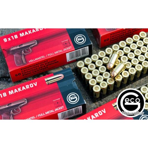 GECO Cartouches 9mm MAKAROV FMJ 95grs - Boite de 50 units