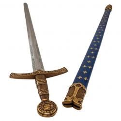 Réplique Denix d'épée médiévale Française EPEE FLEUR DE LYS FOURREAU BLEU 109 CM