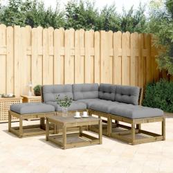 Salon de jardin 5 pcs avec coussins bois de pin imprégné