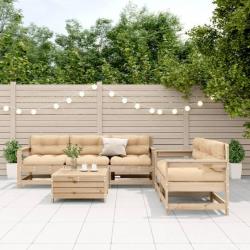 Salon de jardin 6 pcs avec coussins Bois de pin massif