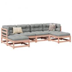 Salon de jardin 6 pcs et coussins bois massif sapin de douglas