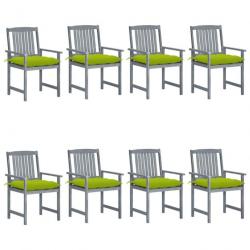 Chaises de jardin avec coussins 8 pcs Bois d'acacia solide Gris
