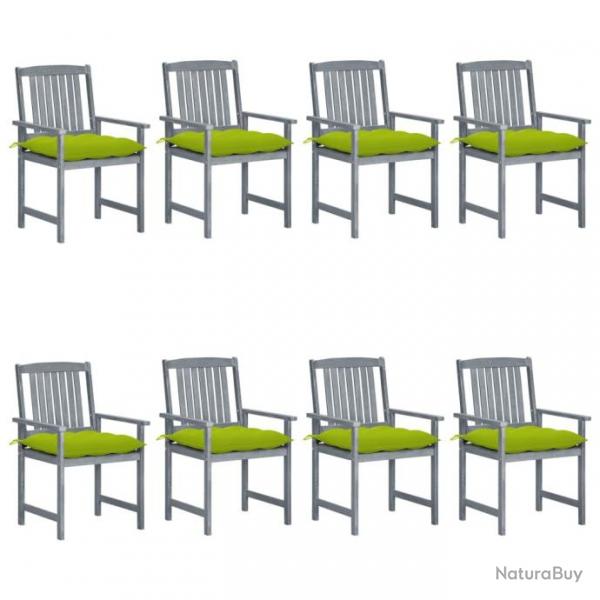 Chaises de jardin avec coussins 8 pcs Bois d'acacia solide Gris