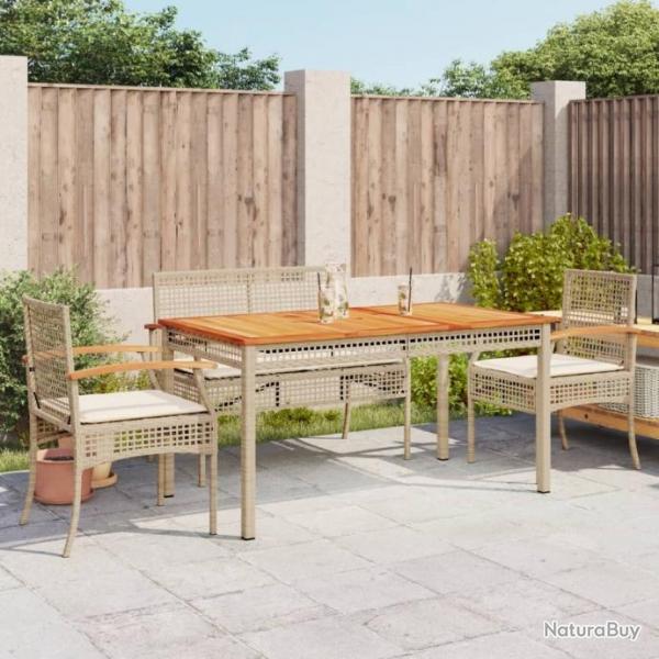 Ensemble  manger de jardin avec coussins 5pcs Beige poly rotin