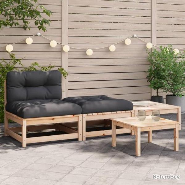 Canap de jardin sans accoudoirs avec coussins et repose-pieds