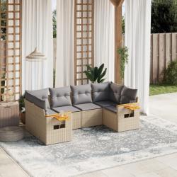 Salon de jardin avec coussins 6 pcs beige résine tressée