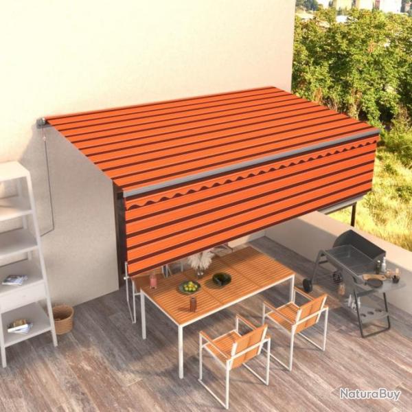 Auvent automatique rtractable avec store 5x3m Orange et marron