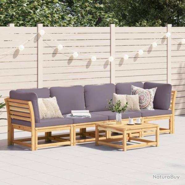 Salon de jardin 4 pcs avec coussins Bois d'acacia solide