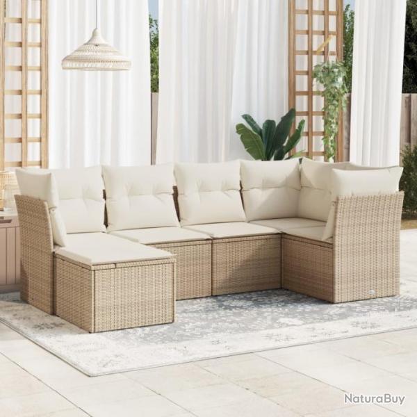 Salon de jardin avec coussins 6 pcs beige rsine tresse