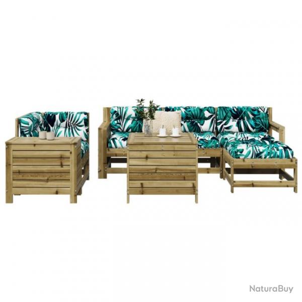 Salon de jardin 7 pcs bois de pin imprgn