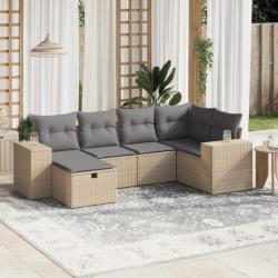 Salon de jardin avec coussins 6pcs mélange beige résine tressée