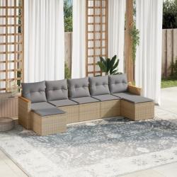 Salon de jardin avec coussins 7pcs mélange beige résine tressée