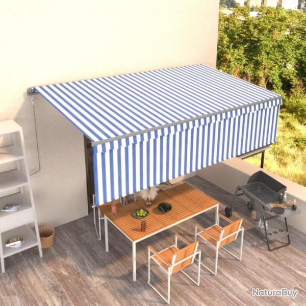 Auvent rtractable automatique avec store 5x3 m Bleu et blanc