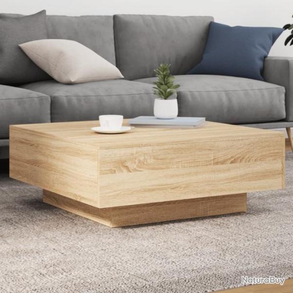 Table basse avec lumires LED chne sonoma 80x80x31 cm