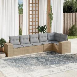 Salon de jardin avec coussins 6 pcs beige résine tressée