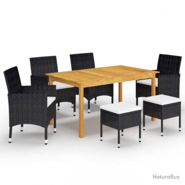 Ensemble de salle  manger de jardin 7 pcs Noir