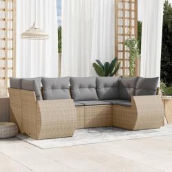 Salon de jardin avec coussins 6 pcs beige résine tressée