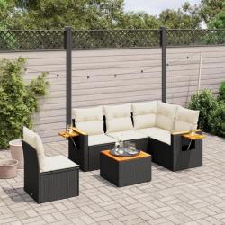 Salon de jardin 6 pcs avec coussins noir résine tressée