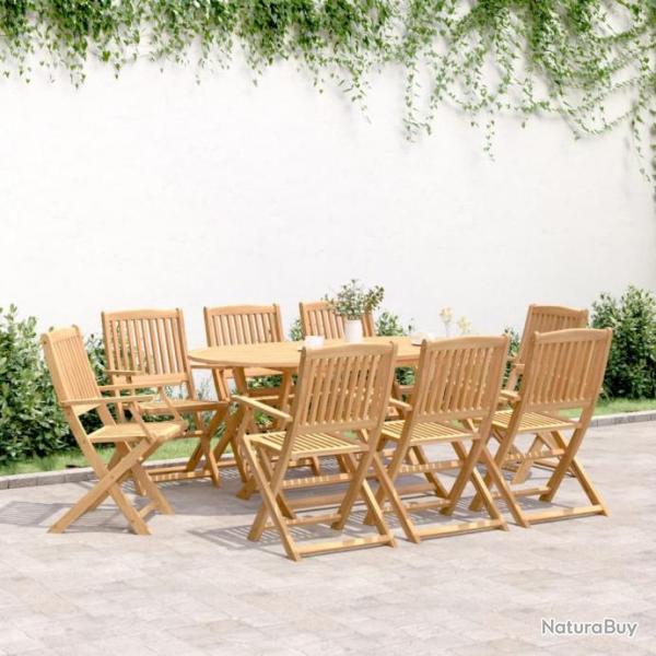 Ensemble  manger de jardin 9 pcs bois d'acacia solide