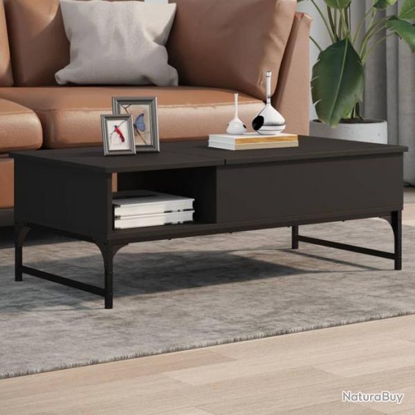 Table basse noir 100x50x35 cm bois d'ingnierie et mtal