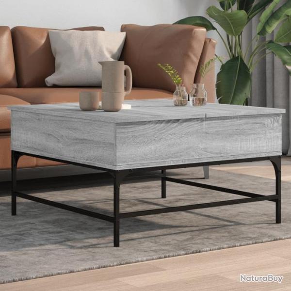 Table basse sonoma gris 80x80x45 cm bois d'ingnierie et mtal