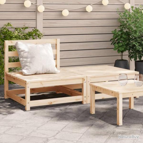 Canap de jardin sans accoudoirs repose-pieds bois pin massif