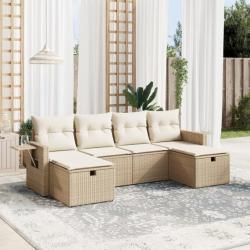 Salon de jardin avec coussins 6 pcs beige résine tressée