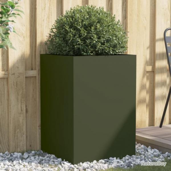 Jardinire vert olive 52x48x75 cm acier lamin  froid