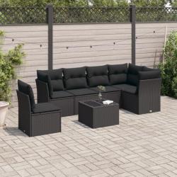 Salon de jardin avec coussins 6 pcs marron résine tressée