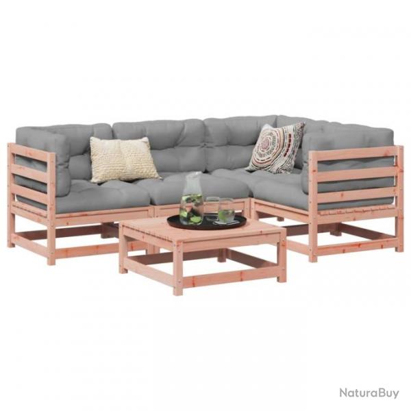 Salon de jardin 5 pcs et coussins bois massif sapin de douglas