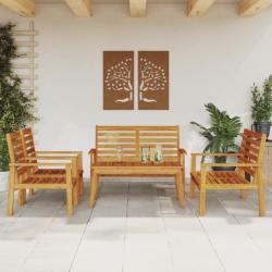 Salon de jardin 5 pcs bois d'acacia solide