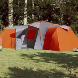 Tente de camping 12 personnes gris et orange imperméable