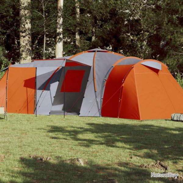 Tente de camping 12 personnes gris et orange impermable