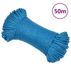 Corde de travail bleu 3 mm 50 m polypropylène