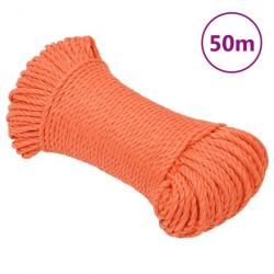 Corde de travail orange 3 mm 50 m polypropylène