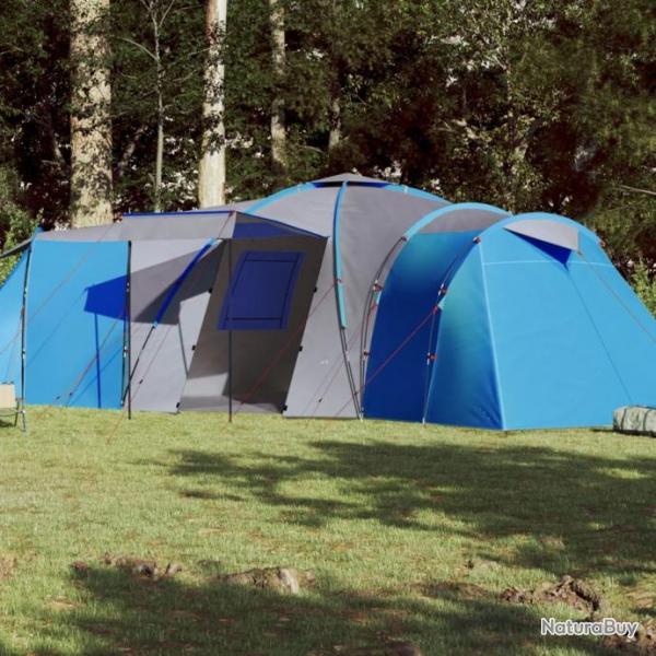 Tente de camping 12 personnes bleu impermable
