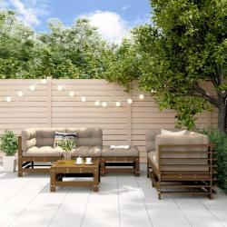 Salon de jardin 6 pcs Marron miel Bois de pin massif