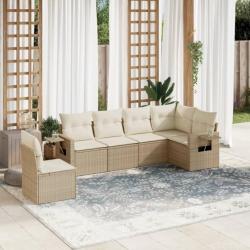 Salon de jardin avec coussins 6 pcs beige résine tressée