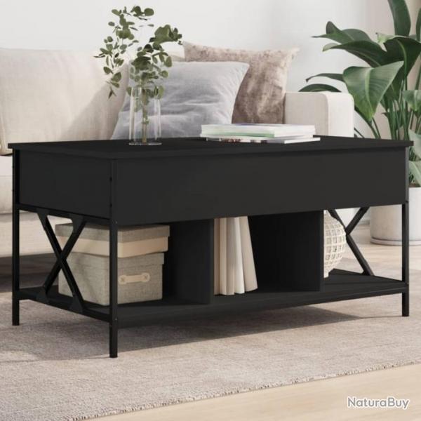 Table basse noir 100x55x50 cm bois d'ingnierie et mtal