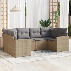 Salon de jardin avec coussins 6 pcs beige résine tressée