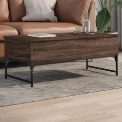 Table basse chêne marron 100x50x40cm bois d'ingénierie et métal