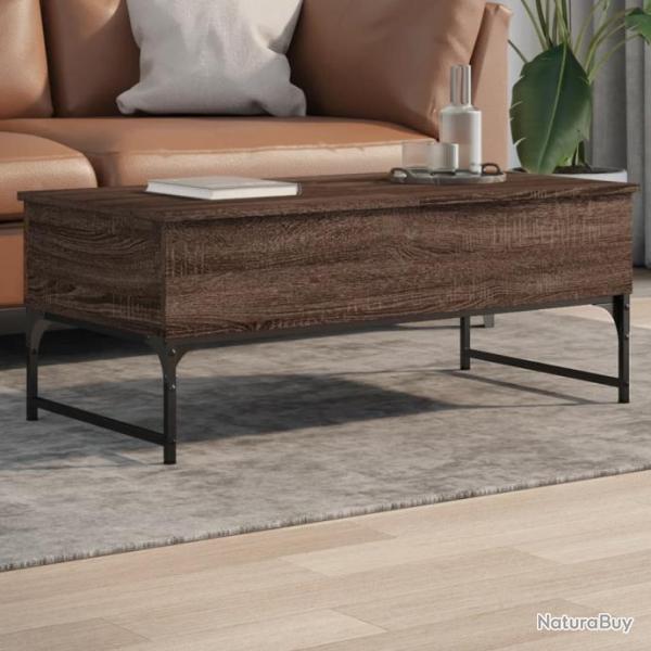 Table basse chne marron 100x50x40cm bois d'ingnierie et mtal