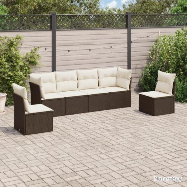 Salon de jardin avec coussins 6 pcs marron rsine tresse