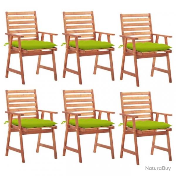 Chaises  dner d'extrieur 6 pcs avec coussins Acacia massif