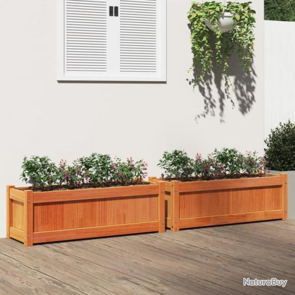 Jardinires 2 pcs cire marron bois de pin massif