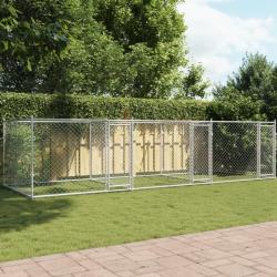 Cage pour chien avec portes gris 6x2x1,5 m acier galvanisé